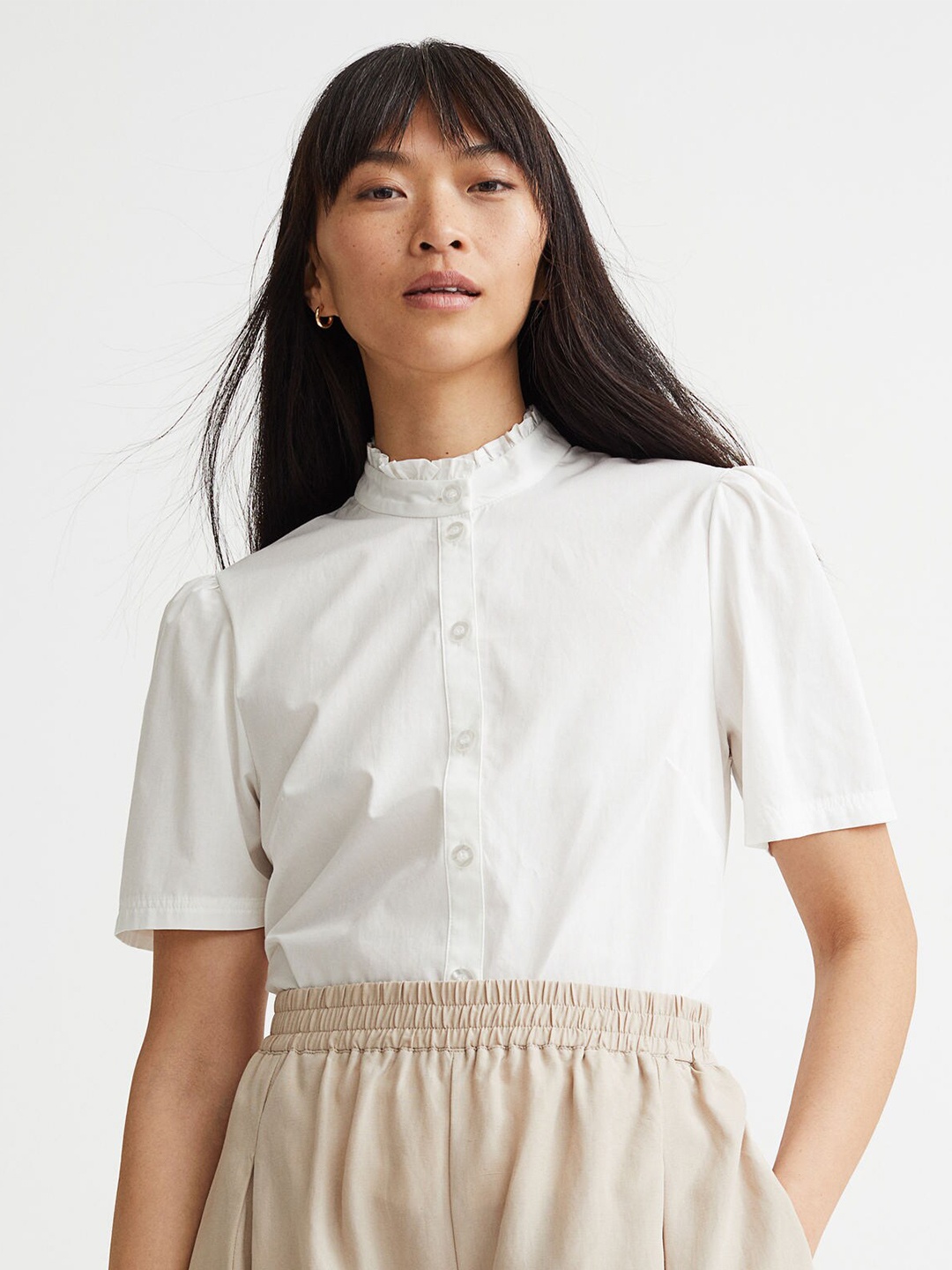 

H&M Women White Frill-Collared Blouse
