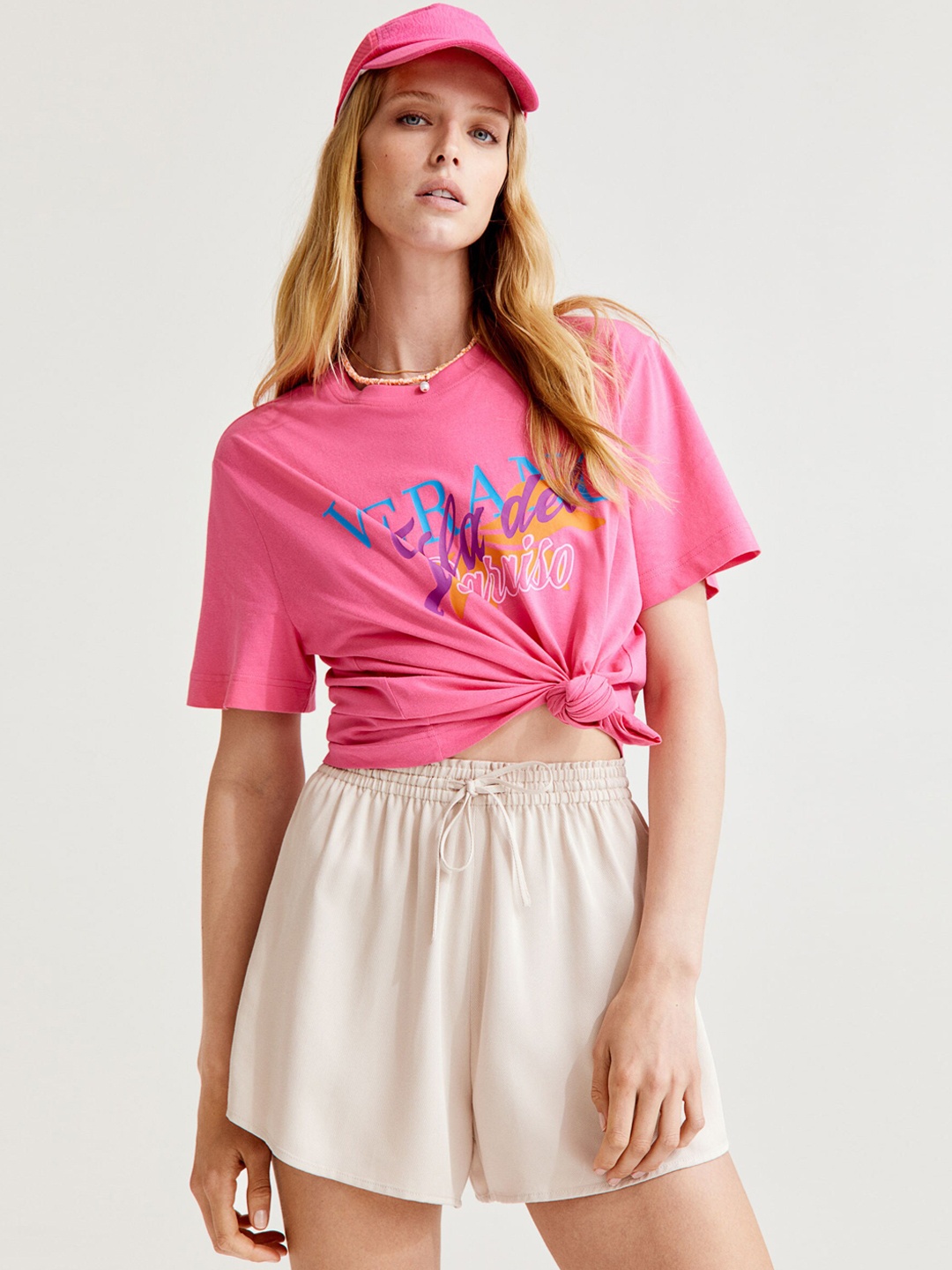 

H&M Women Beige Pull-On Twill Shorts