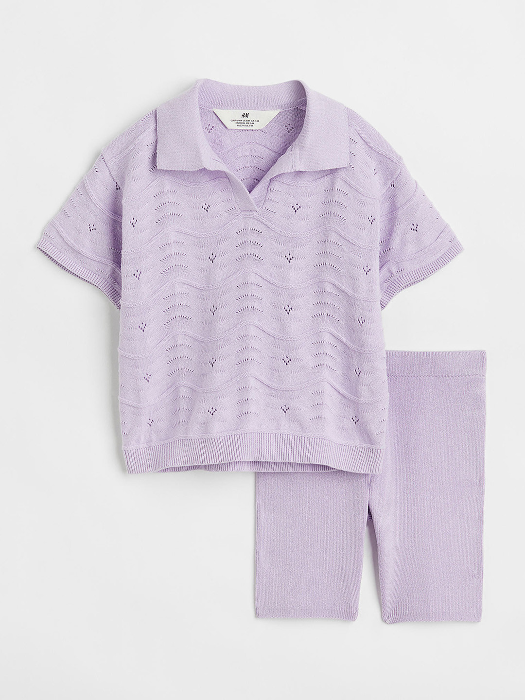 

H&M Girls 2-Piece Fine-Knit Pure Cotton Set, Purple