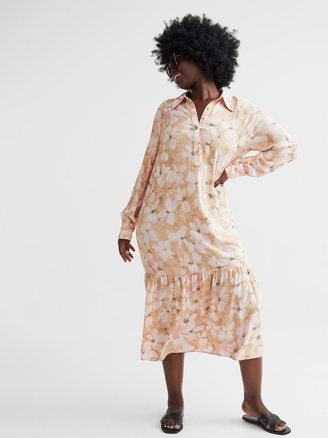 

H&M Beige Patterned Shirt Dress