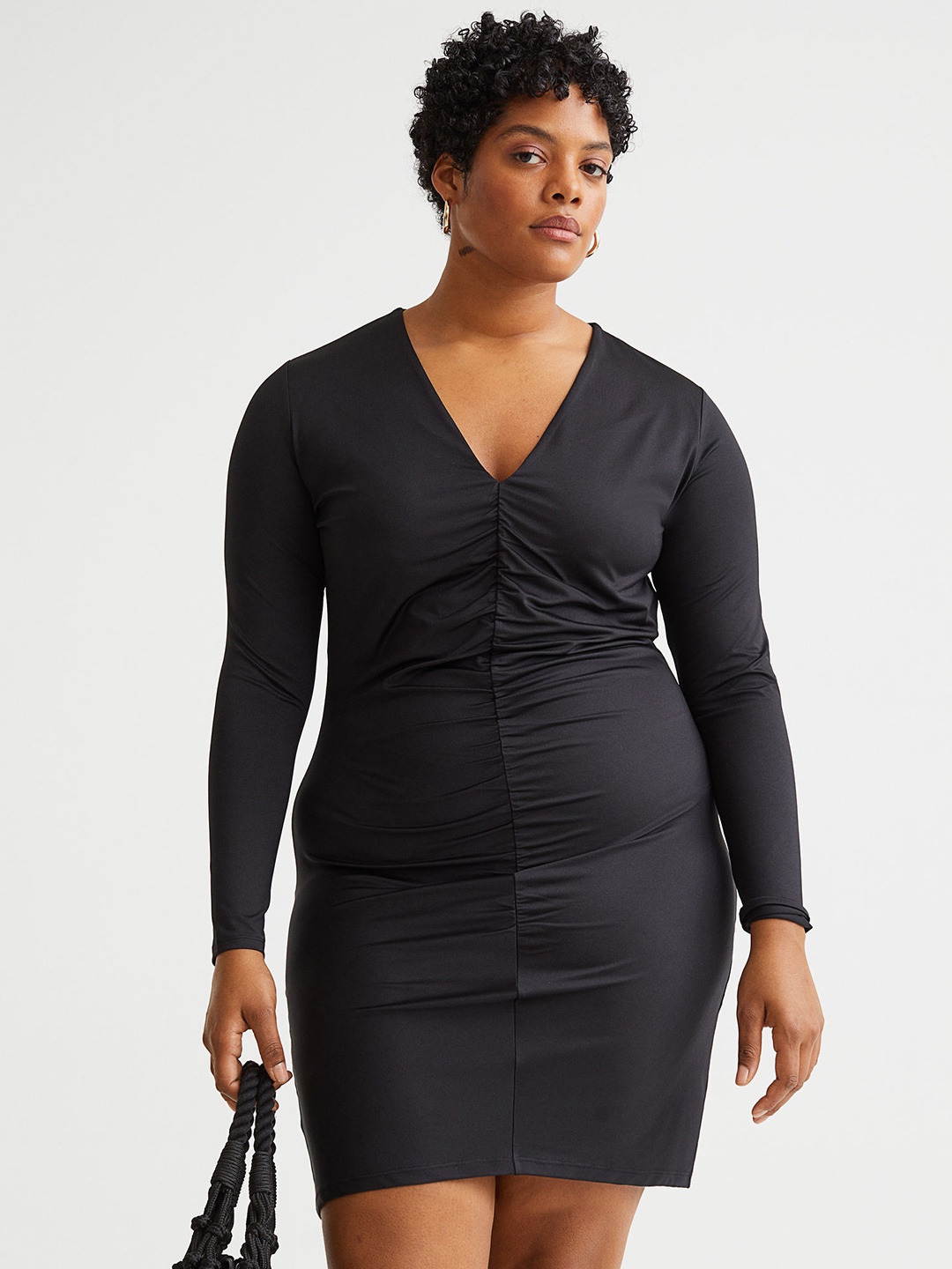 

H&M Women Black H&M+ Gathered Dress