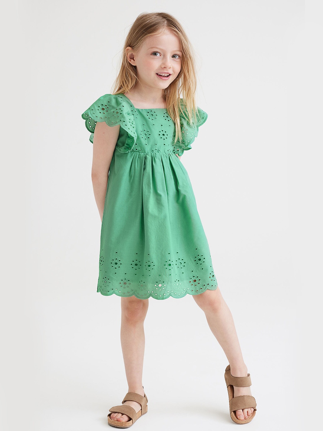 

H&M Girls Green Cotton dress