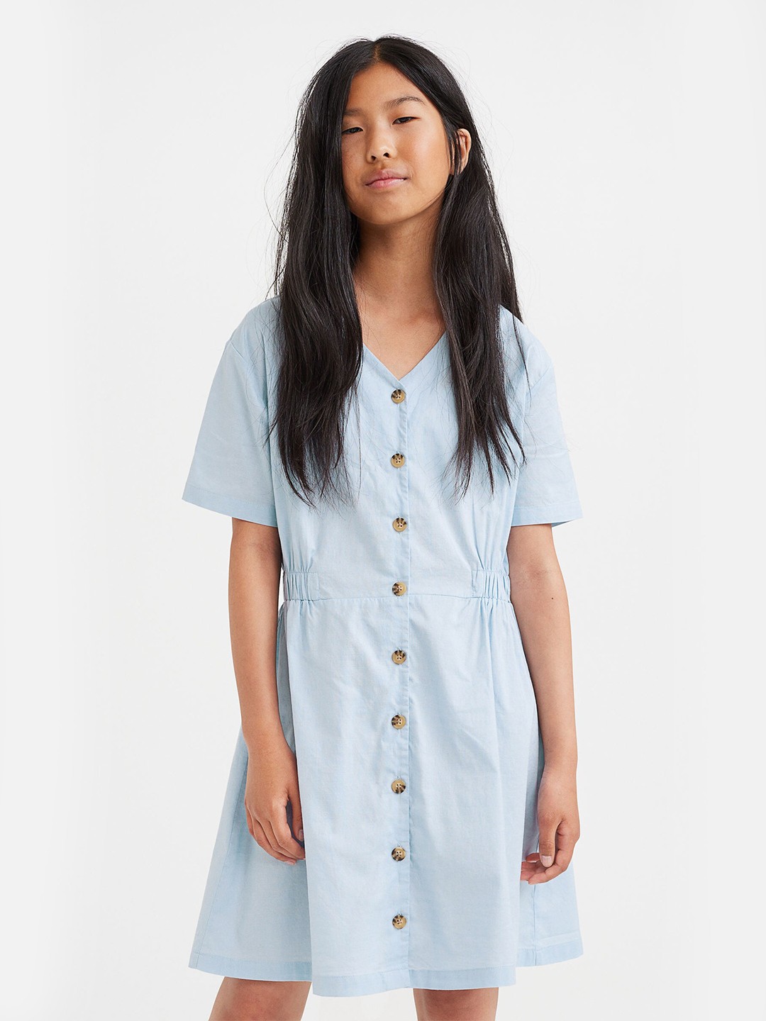 

H&M Girls Blue Short-Sleeved Cotton Dress