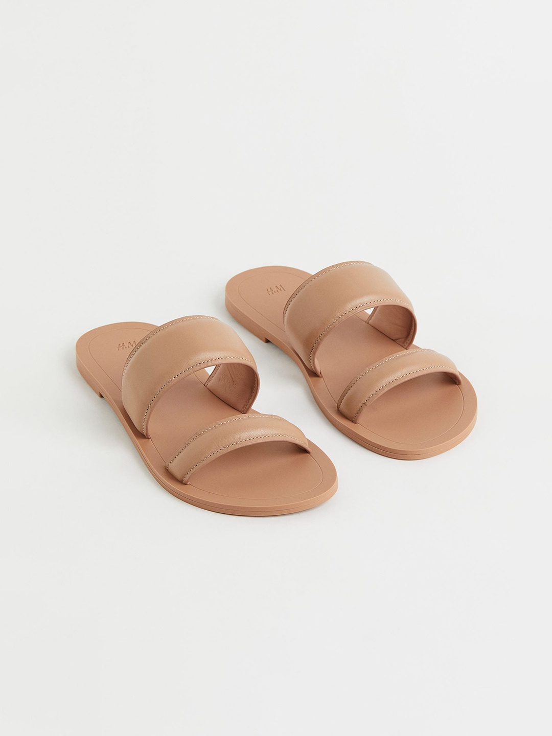 

H&M Women Beige Leather Slides