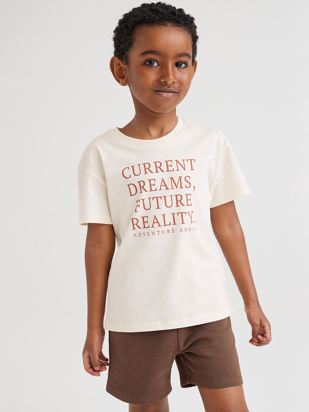 

H&M Boys Brown & Cream 2-Piece T-shirt and Shorts Set
