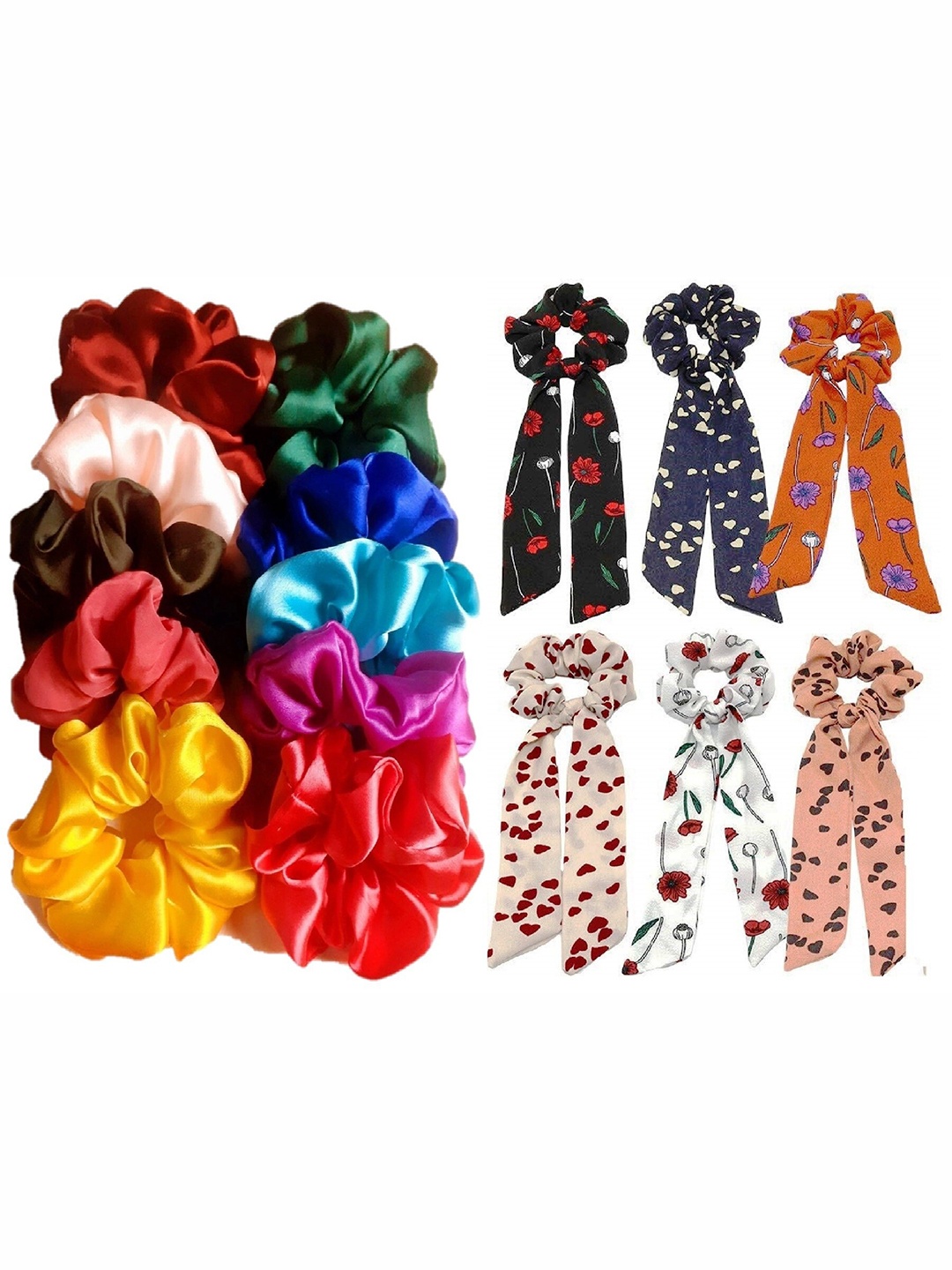 

DIAN Women Pack of 16 Printed Hair Scrunchies, Blue