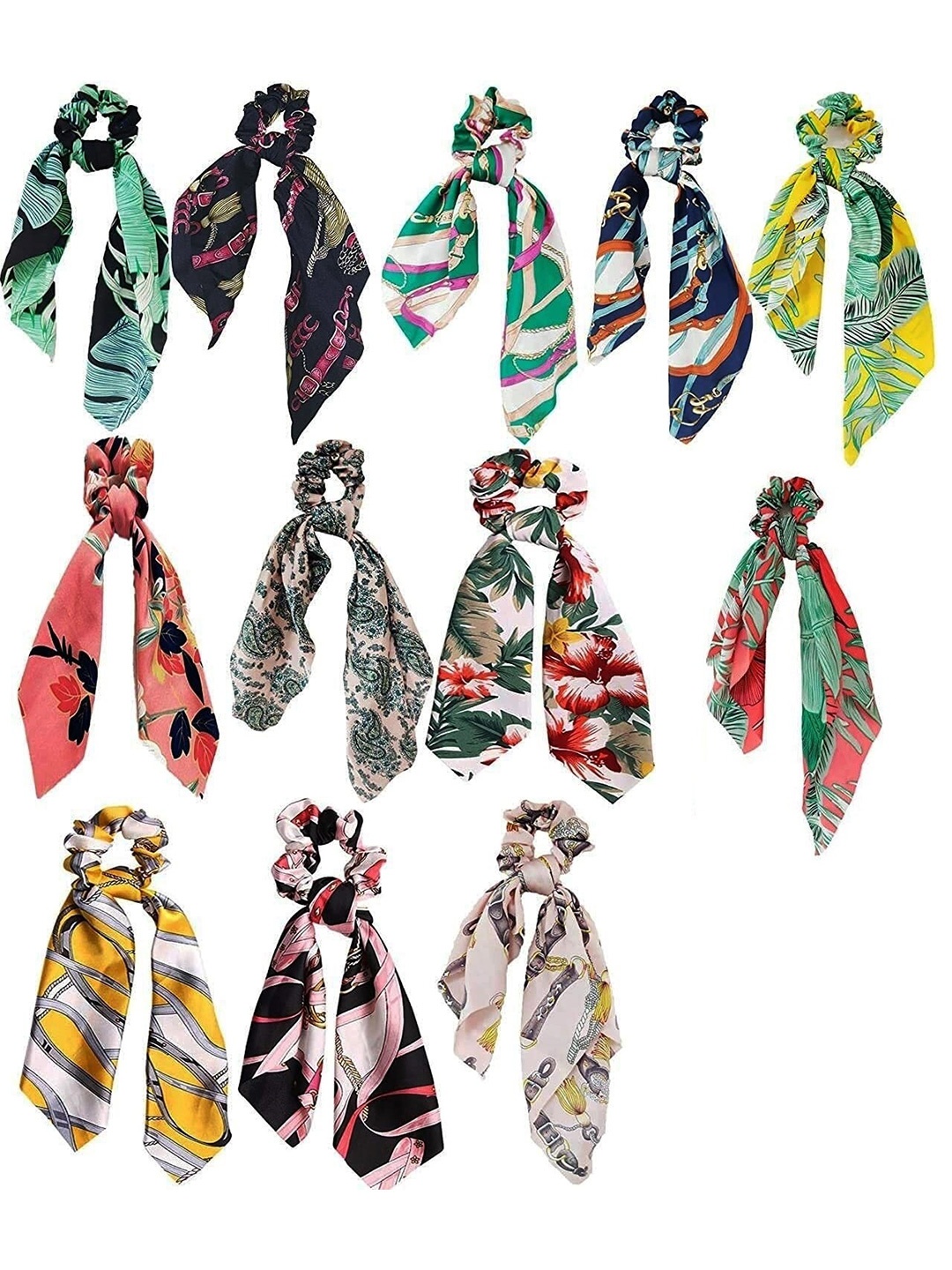 

DIAN Multicolor Pack of 12 Scrunchies, Green