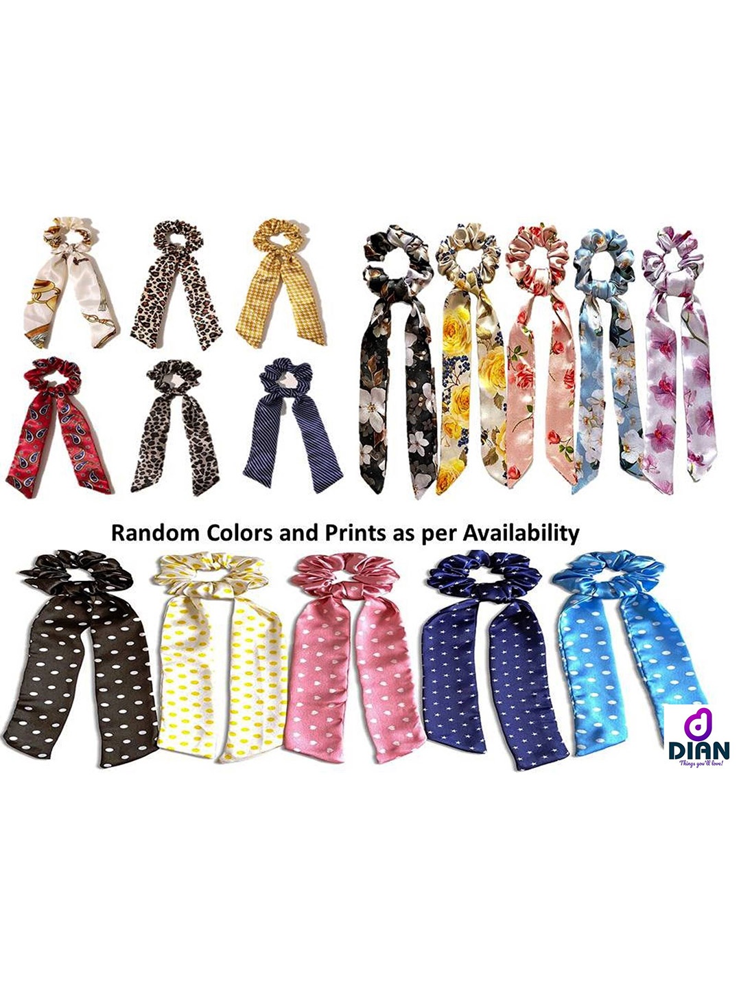 

DIAN Women Pack of 5 Multicoloured Ponytail Holders, Pink