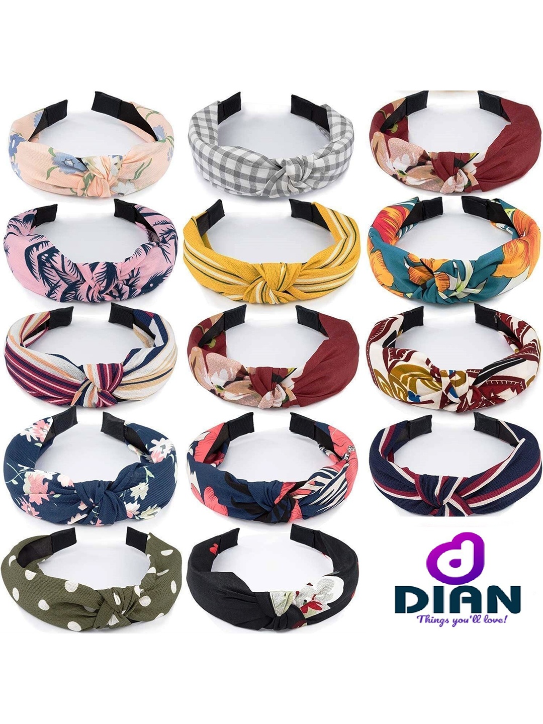 

DIAN Women Pack of 12 Hair Scrunchies & Hair Band, White