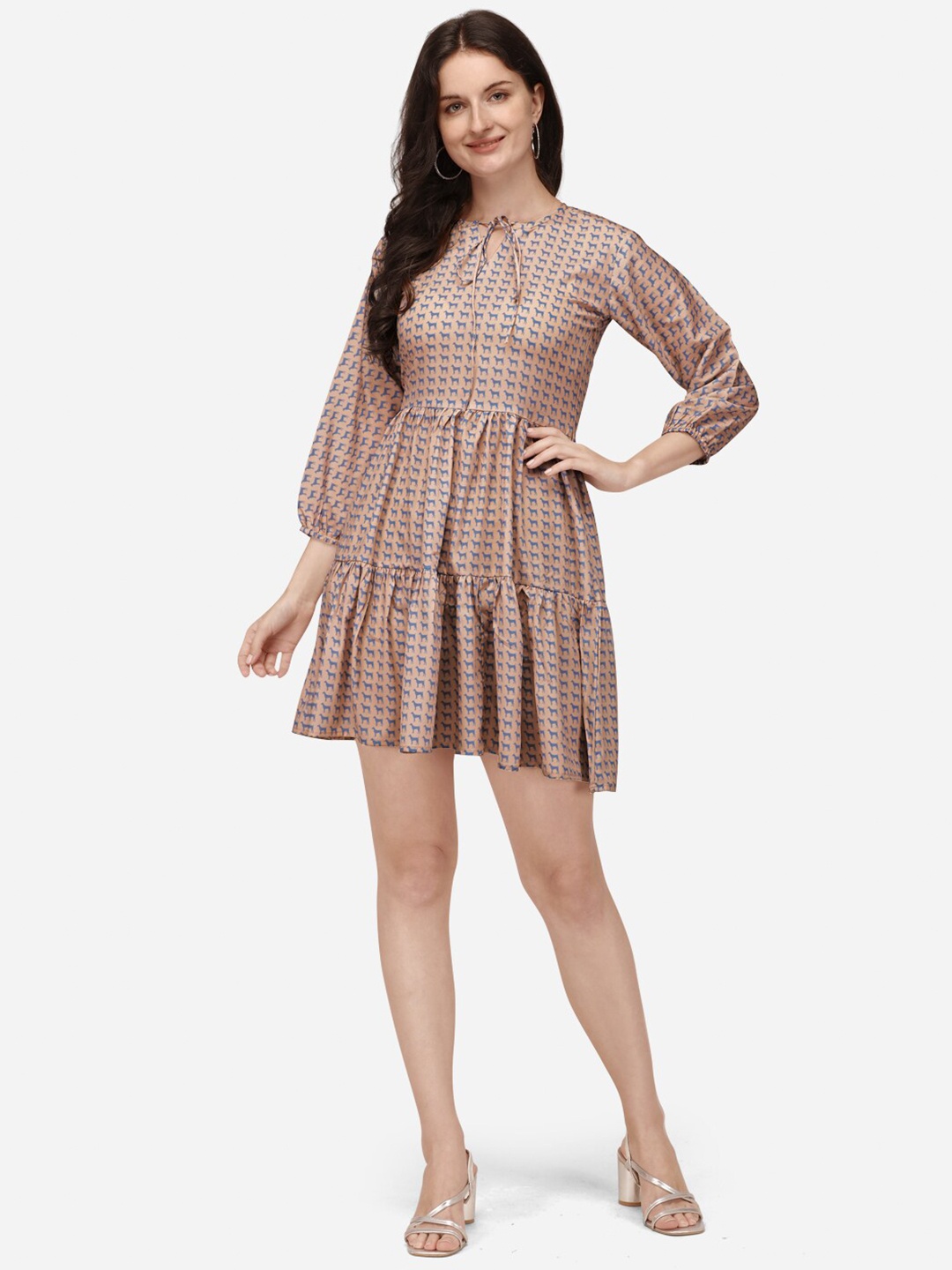 

SEW YOU SOON W omen Beige Keyhole Neck Dress