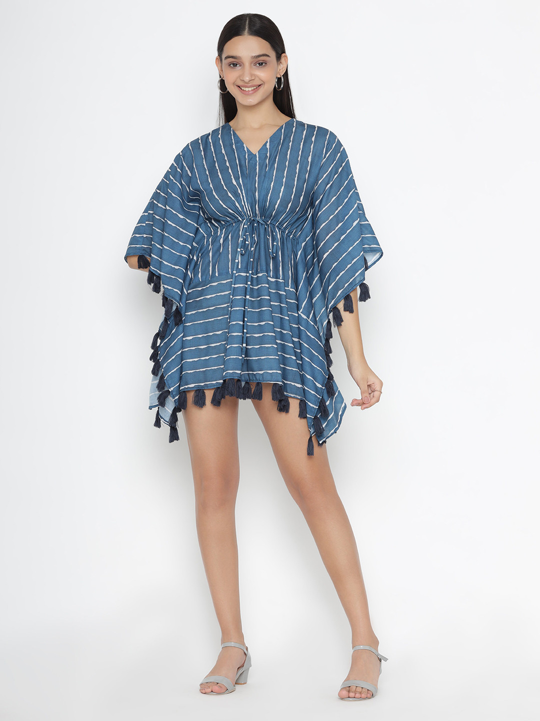 

SEW YOU SOON Navy Blue Striped Kaftan Dress