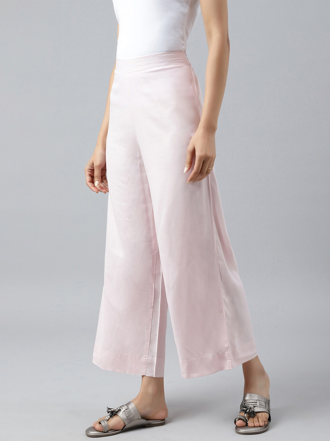 

Aurelia Women Pink Ankle Length Solid Liva Eco Palazzos