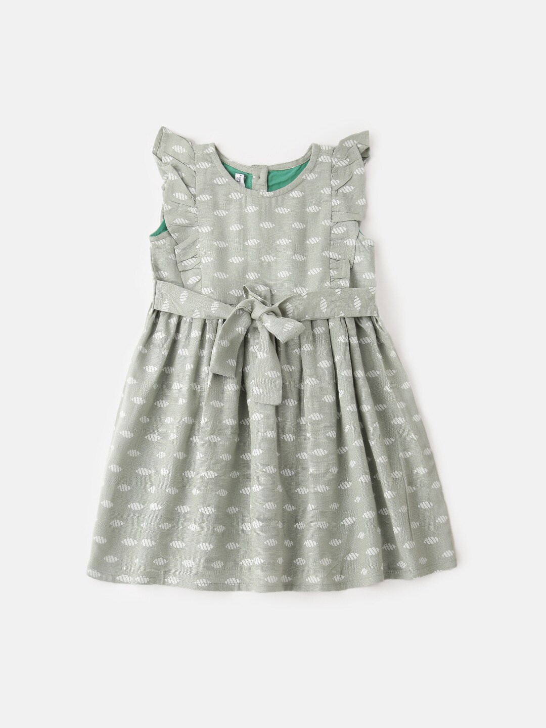 

Lil Orchids Girls Green Printed Cotton Dress