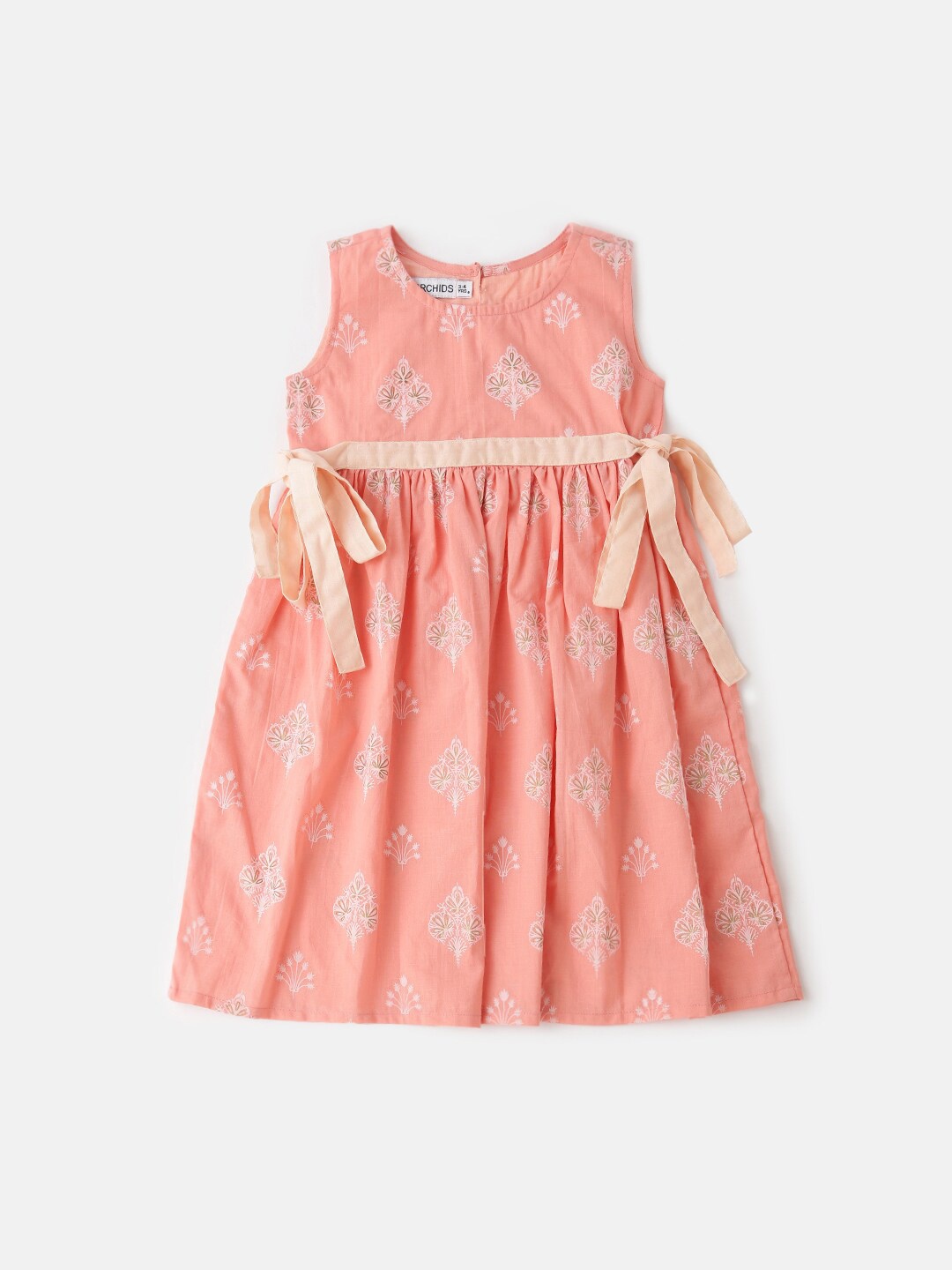 

Lil Orchids Peach-Coloured Floral Dress