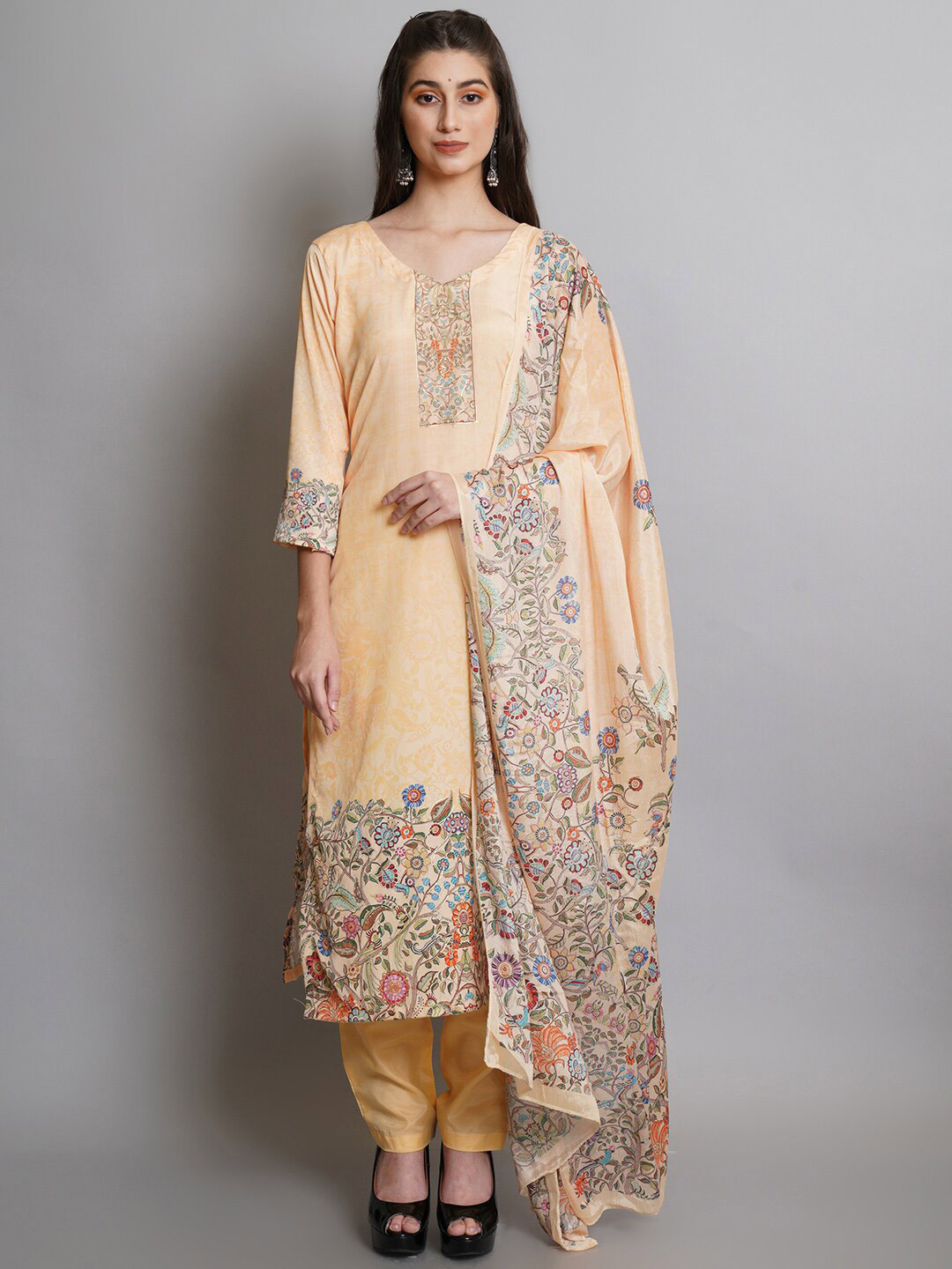 

Stylee LIFESTYLE Yellow & Green Unstitched Dress Material