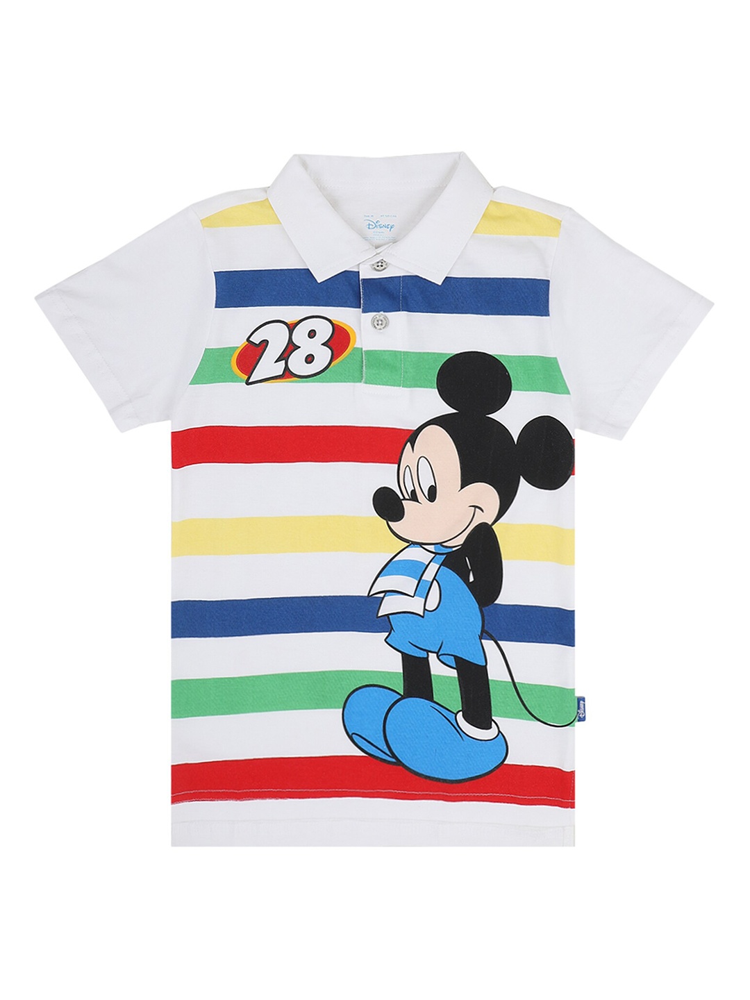 

PROTEENS Boys White & Red Printed Polo Collar T-shirt