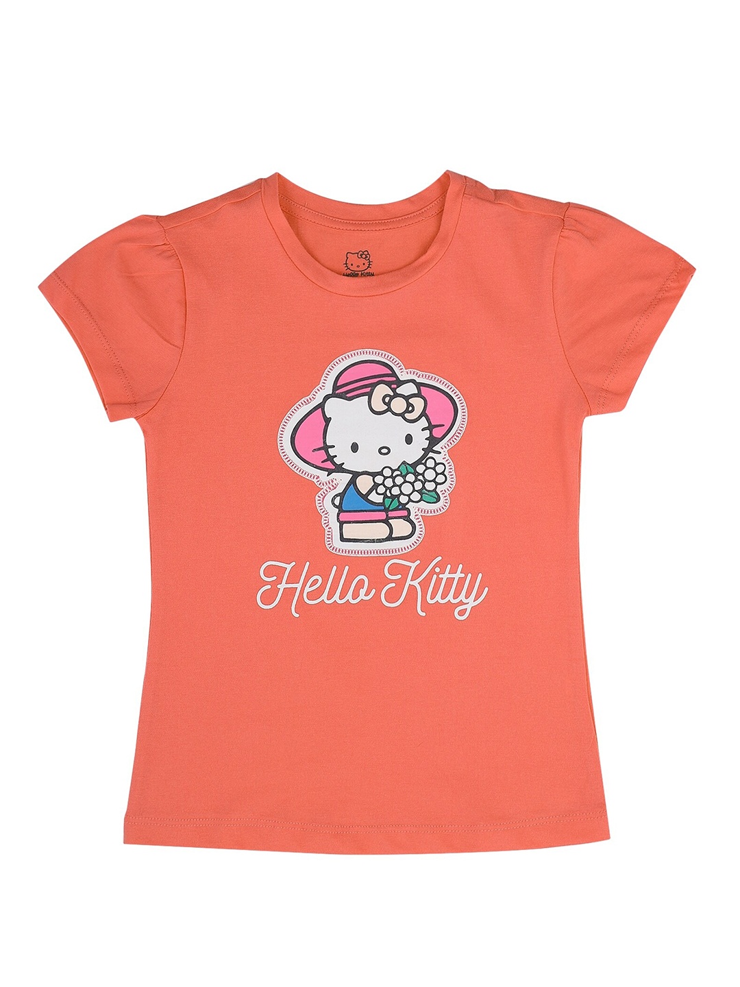 

PROTEENS Girls Peach-Coloured & White Printed T-shirt