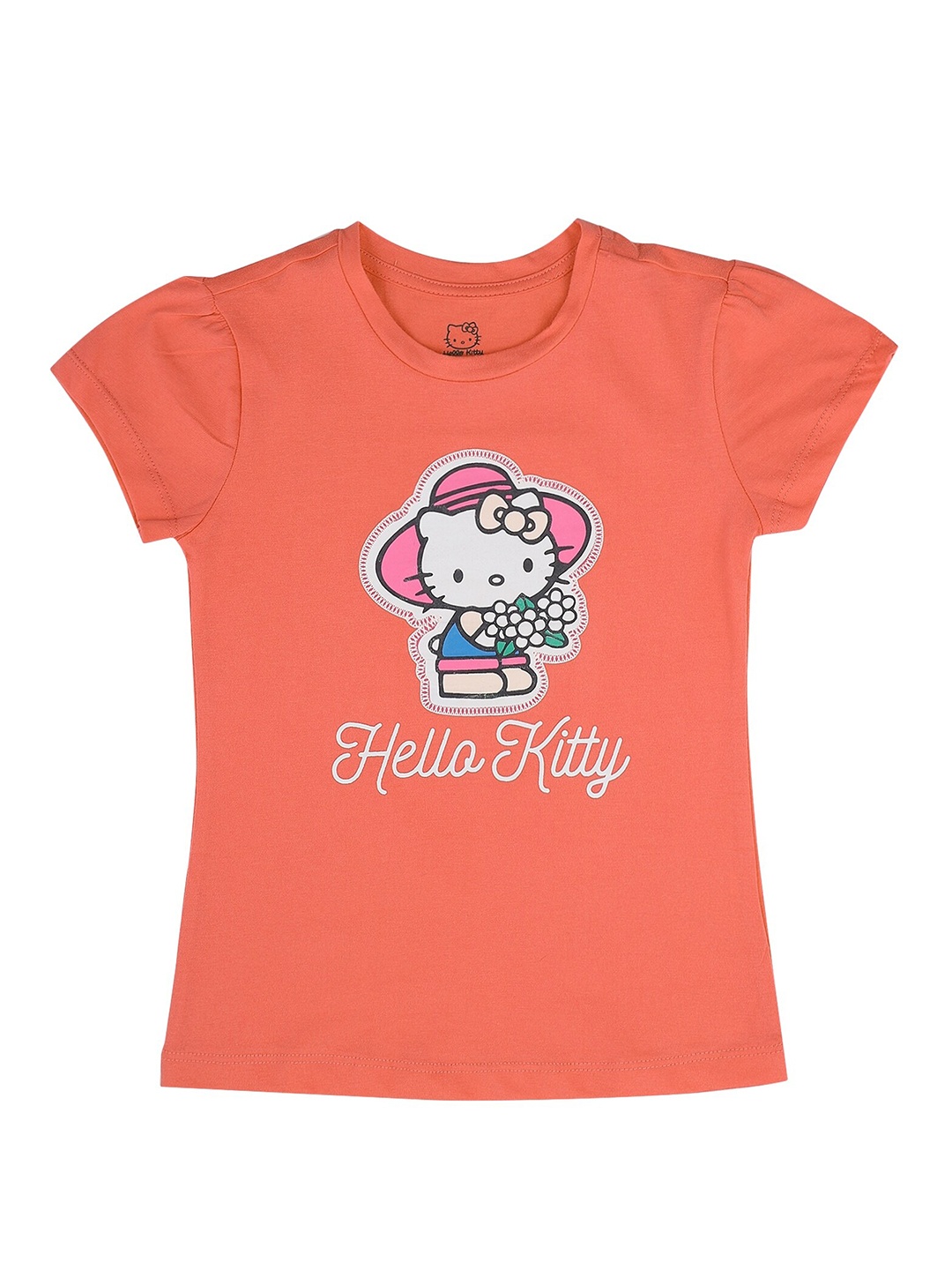 

PROTEENS Girls Peach-Coloured Printed Applique T-shirt