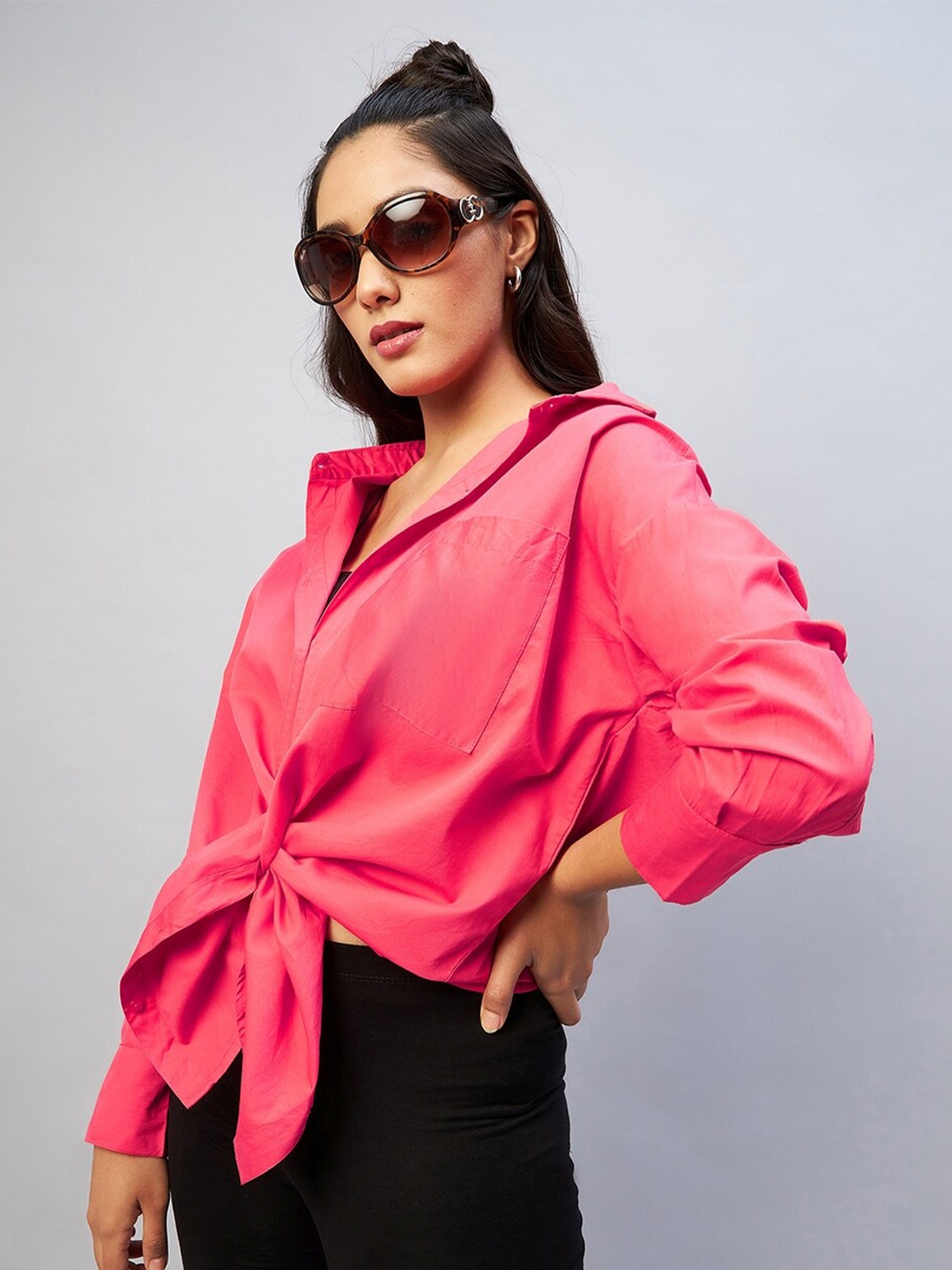 

CHIMPAAANZEE Women Pink Relaxed Casual Shirt