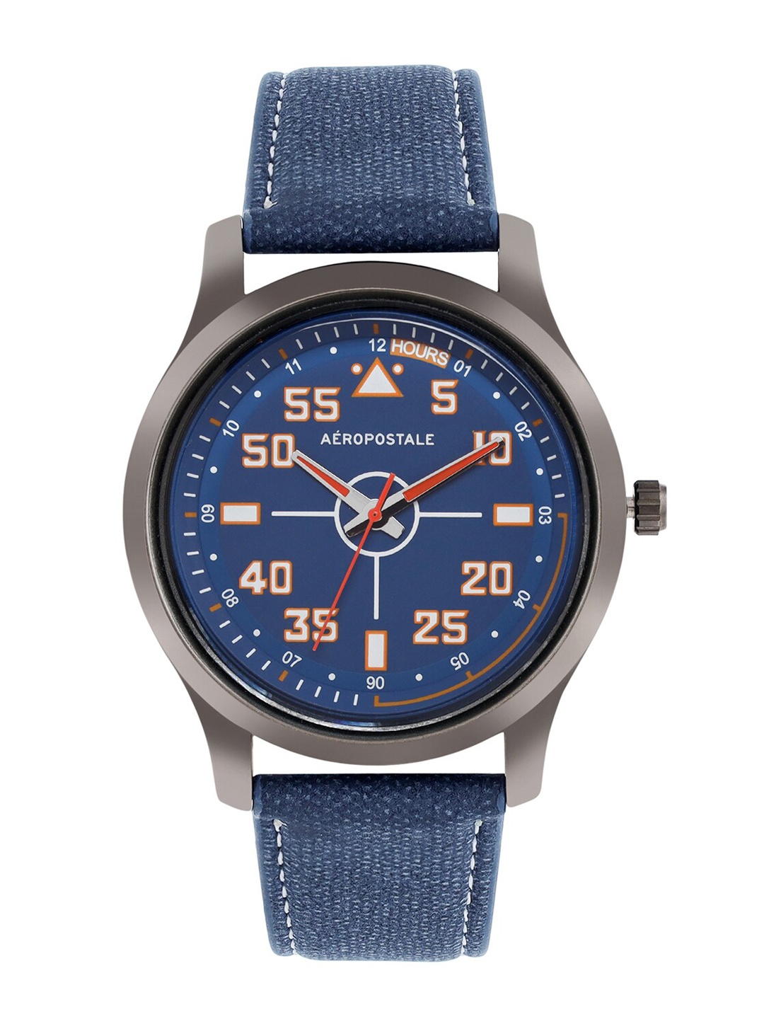

Aeropostale Men Blue Brass Printed Dial & Blue Straps Analogue Watch