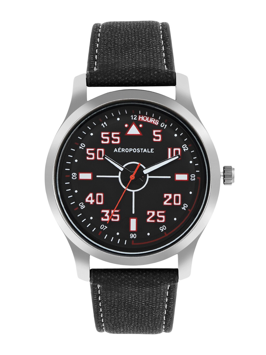 

Aeropostale Men Black Brass Printed Dial & Grey Straps Analogue Watch