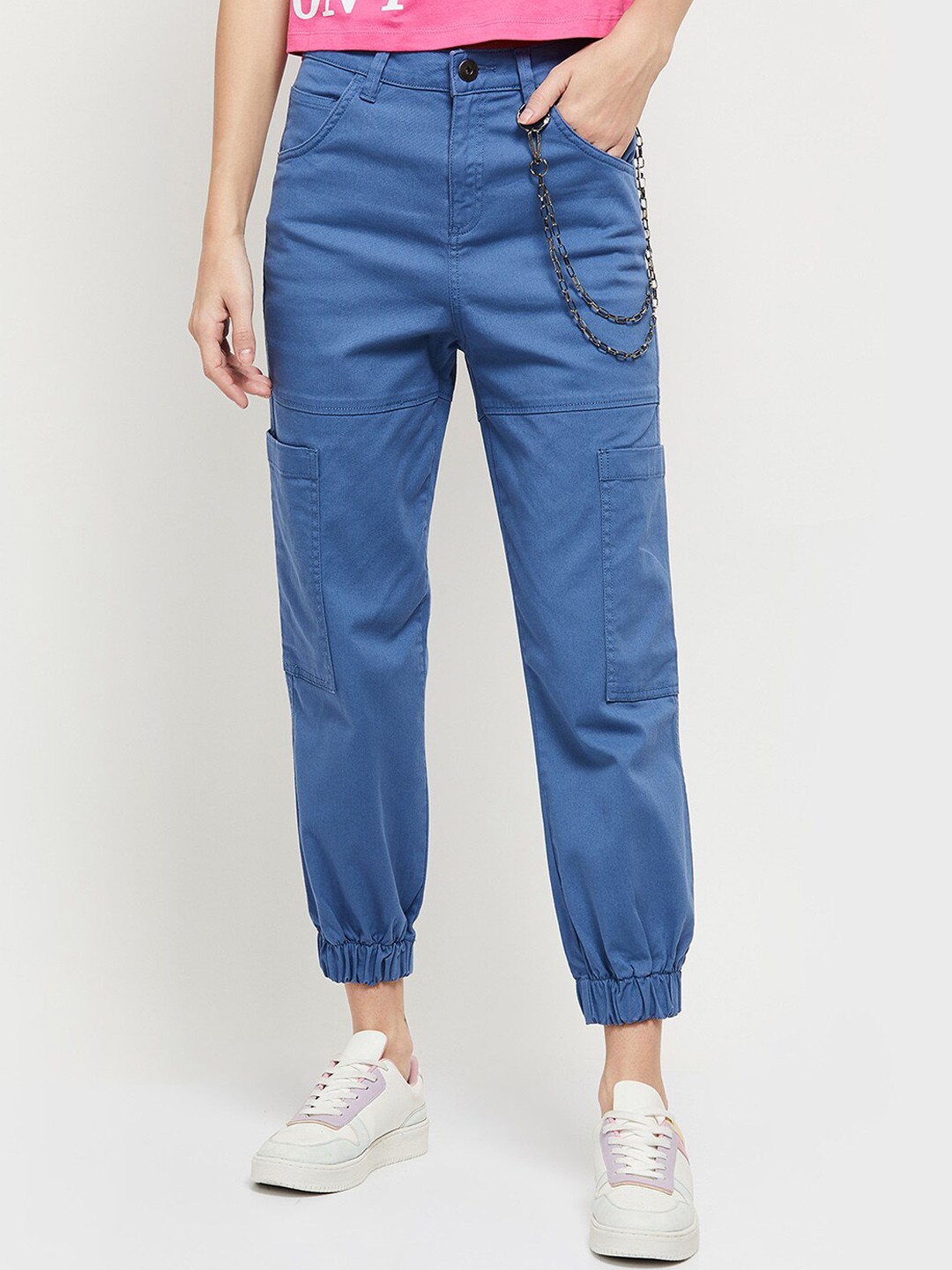

max Women Blue Joggers Trousers