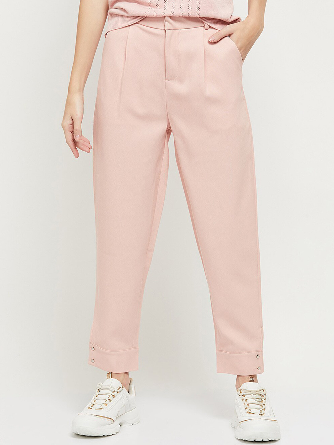 

Max Women Pink Pleated Trousers