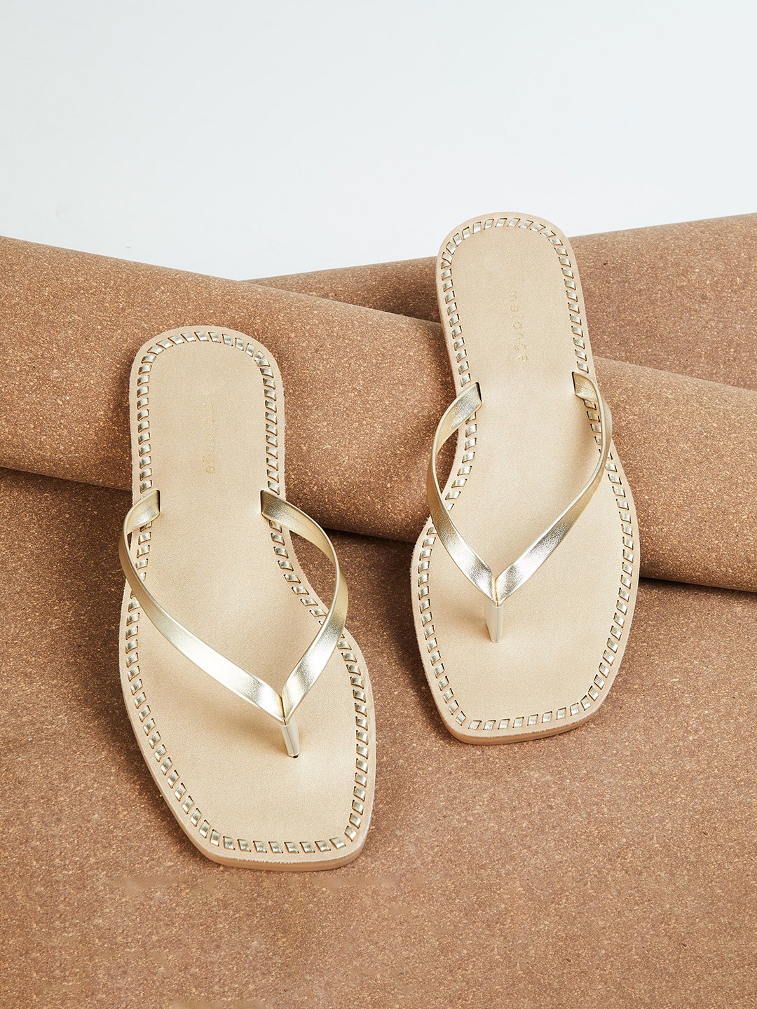 

Melange by Lifestyle Women Gold-Toned Straps Flats