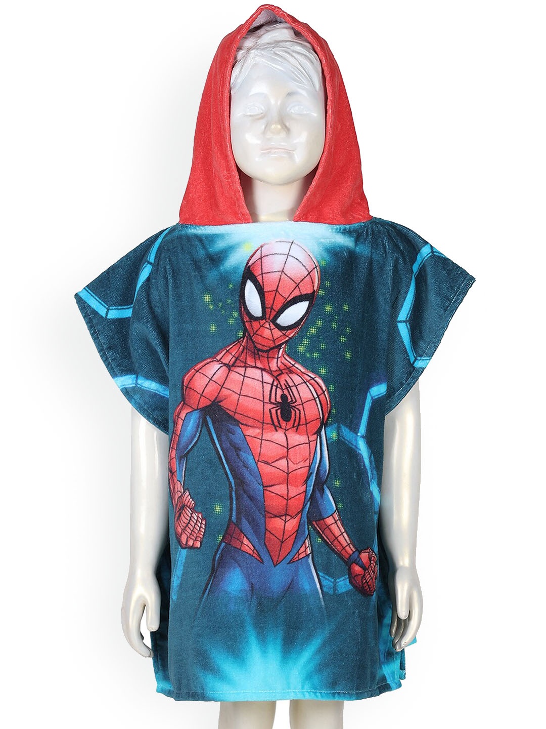 

SPACES Kids Red & Blue Spiderman Printed Cotton Bath Robe