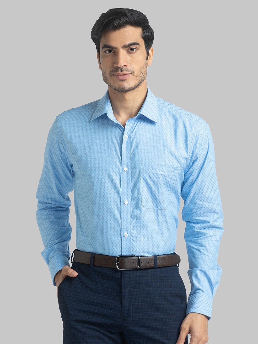 

Raymond Men Blue Slim Fit Printed Formal Shirt