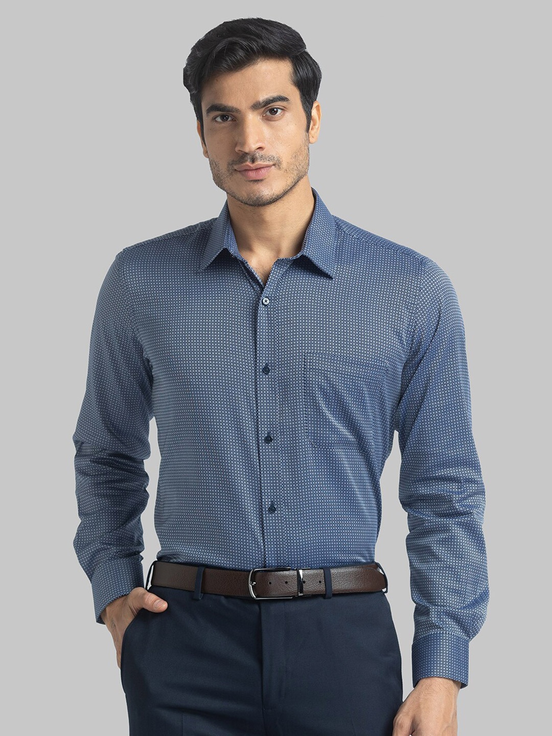

Raymond Men Blue Printed Formal Shirt