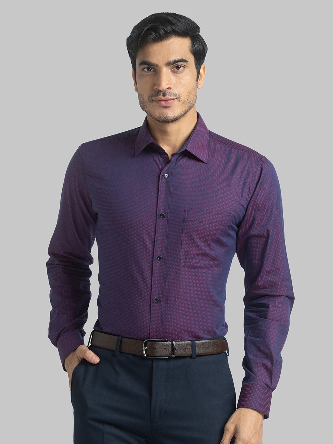 

Raymond Cotton Slim Fit Opaque Formal Shirt, Purple