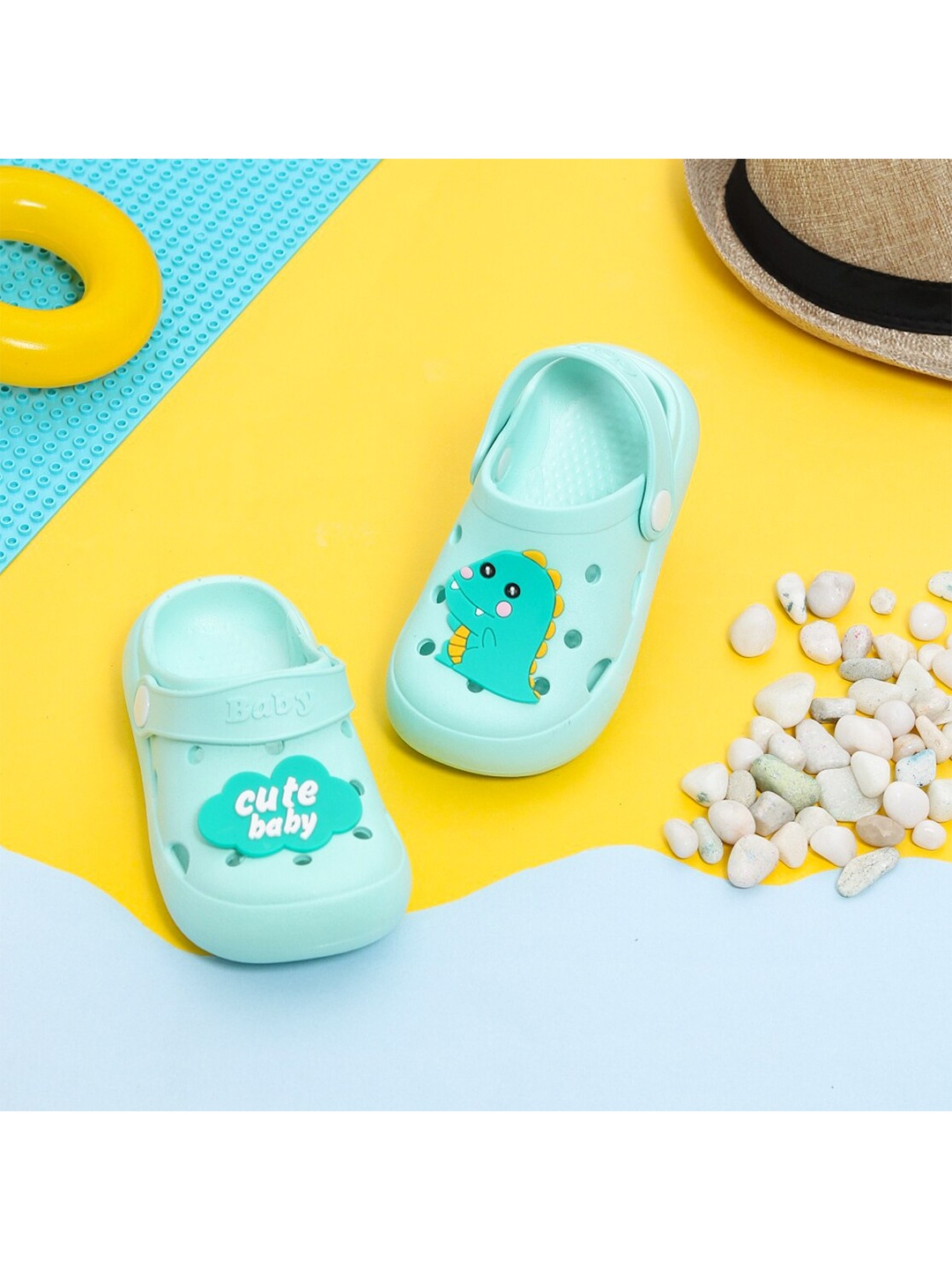 

Yellow Bee Kids Blue & White Clogs Sandals