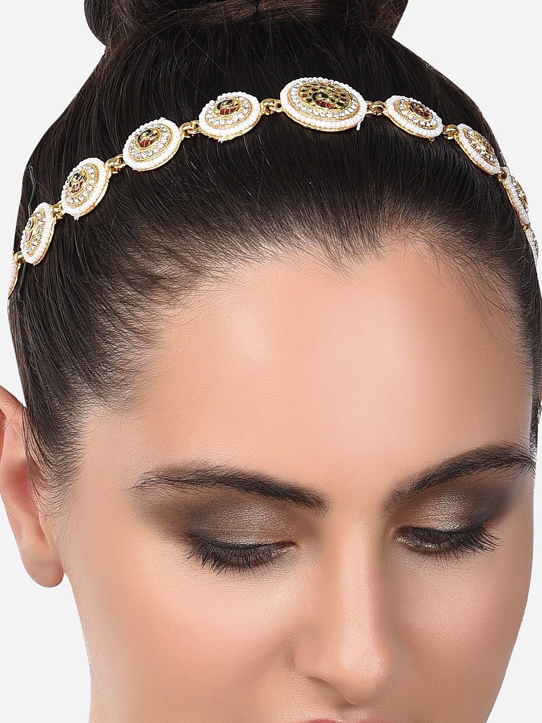 

Zaveri Pearls Women Gold-Toned & White Embellished Hairband