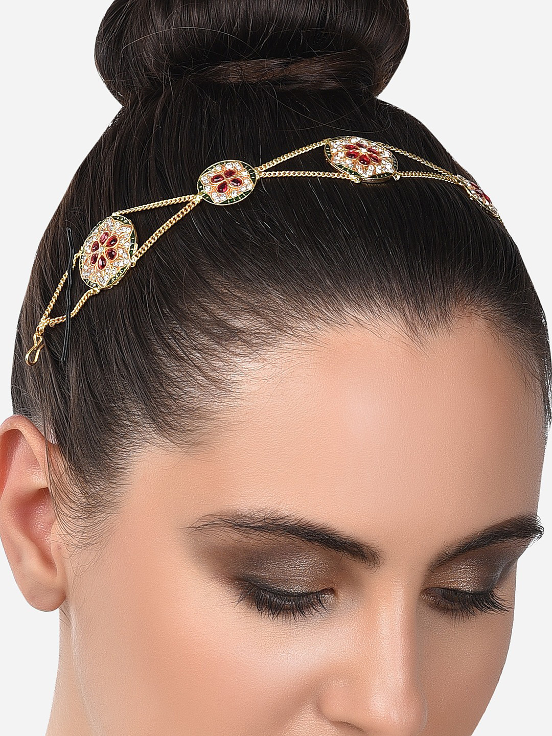 

Zaveri Pearls Women Green & Red Embellished Hairband