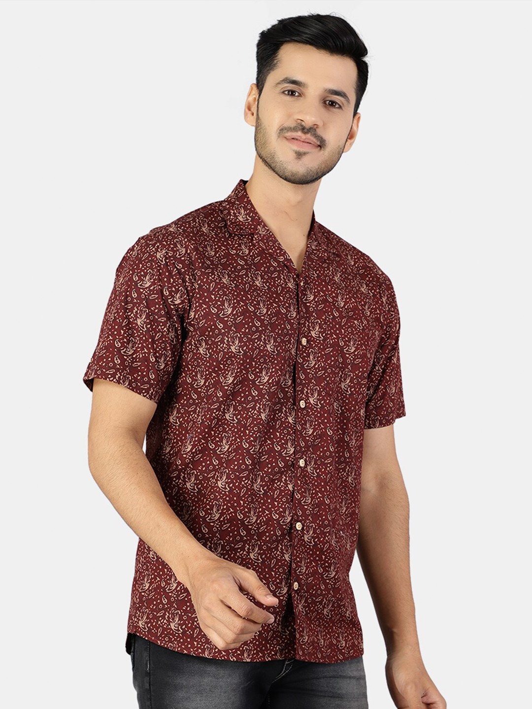 

Wintage Men Red Classic Printed 100% Premium Cotton Casual Shirt