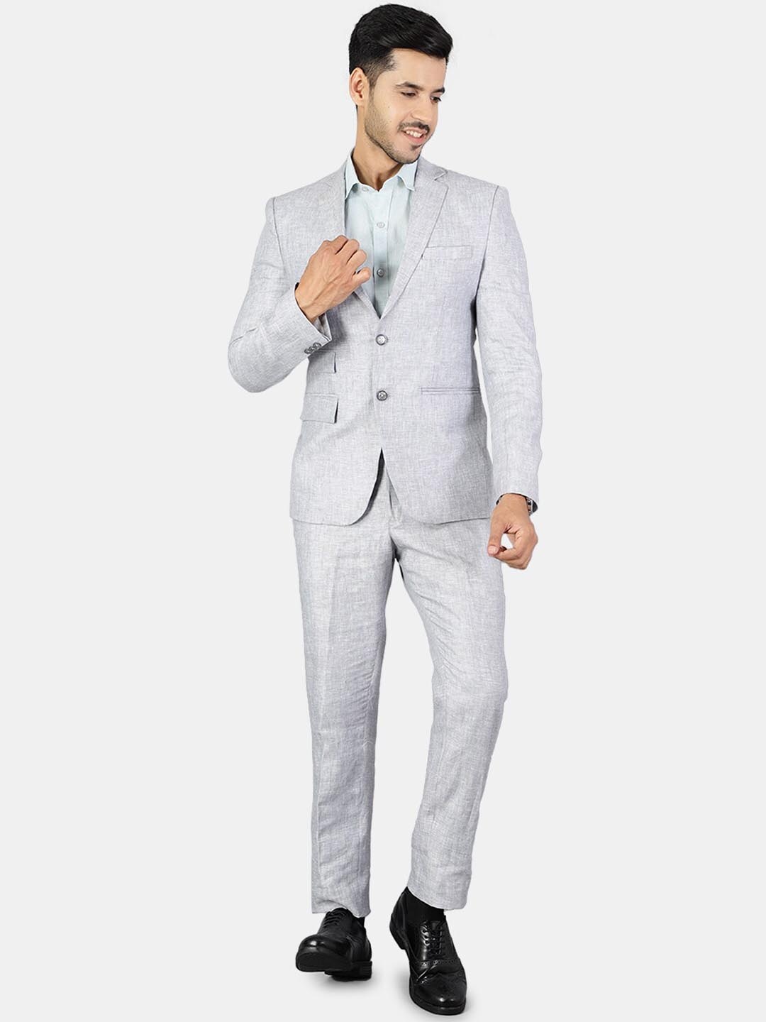 

Wintage Men Silver-Toned Solid Single Breasted 2-Piece Suits