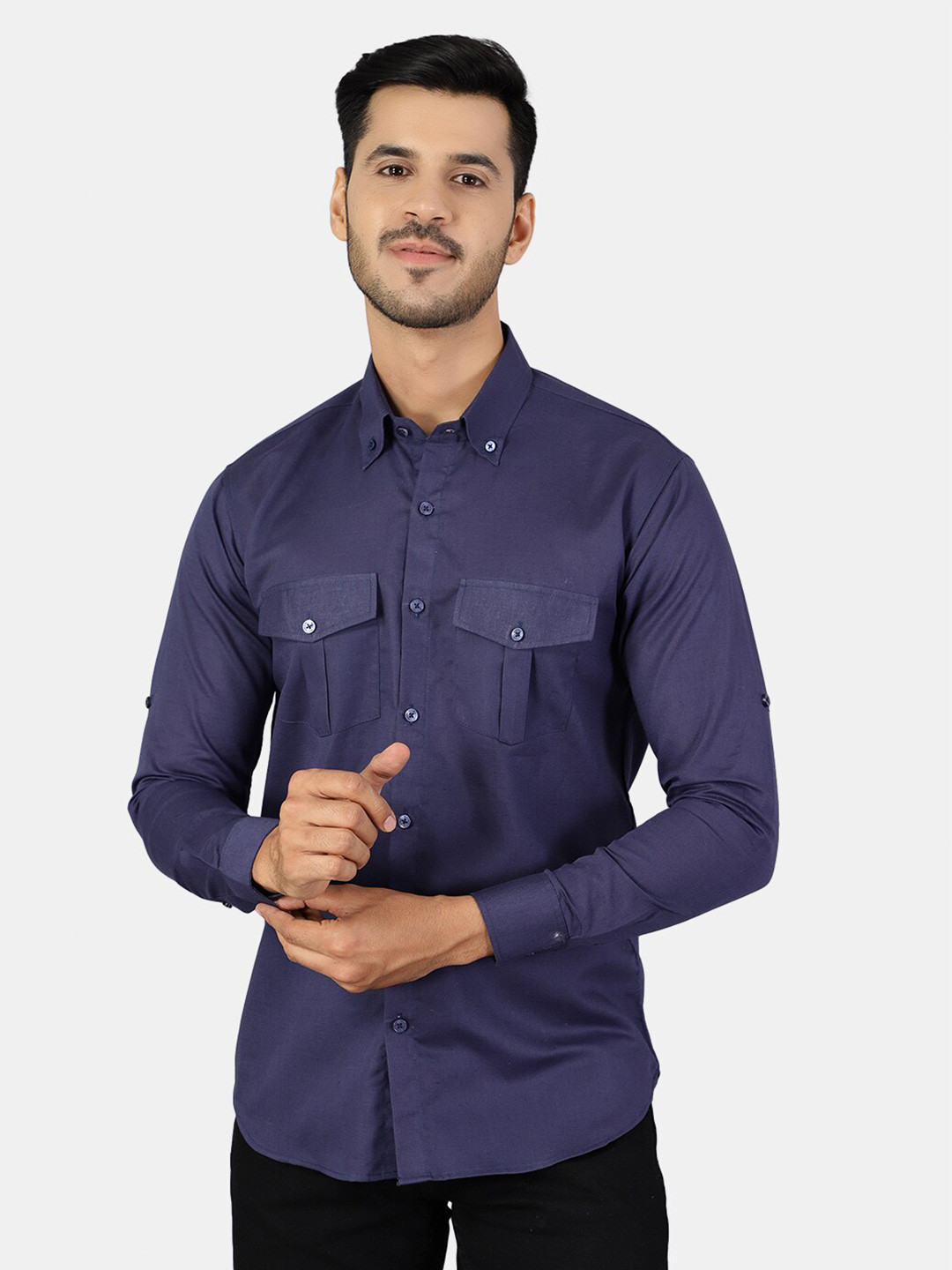 

Wintage Men Blue Classic Casual Shirt