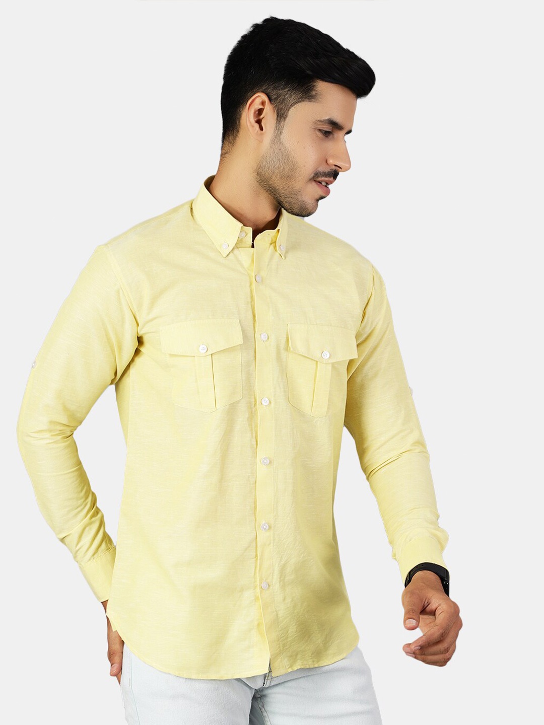 

Wintage Men Yellow Classic Casual Shirt