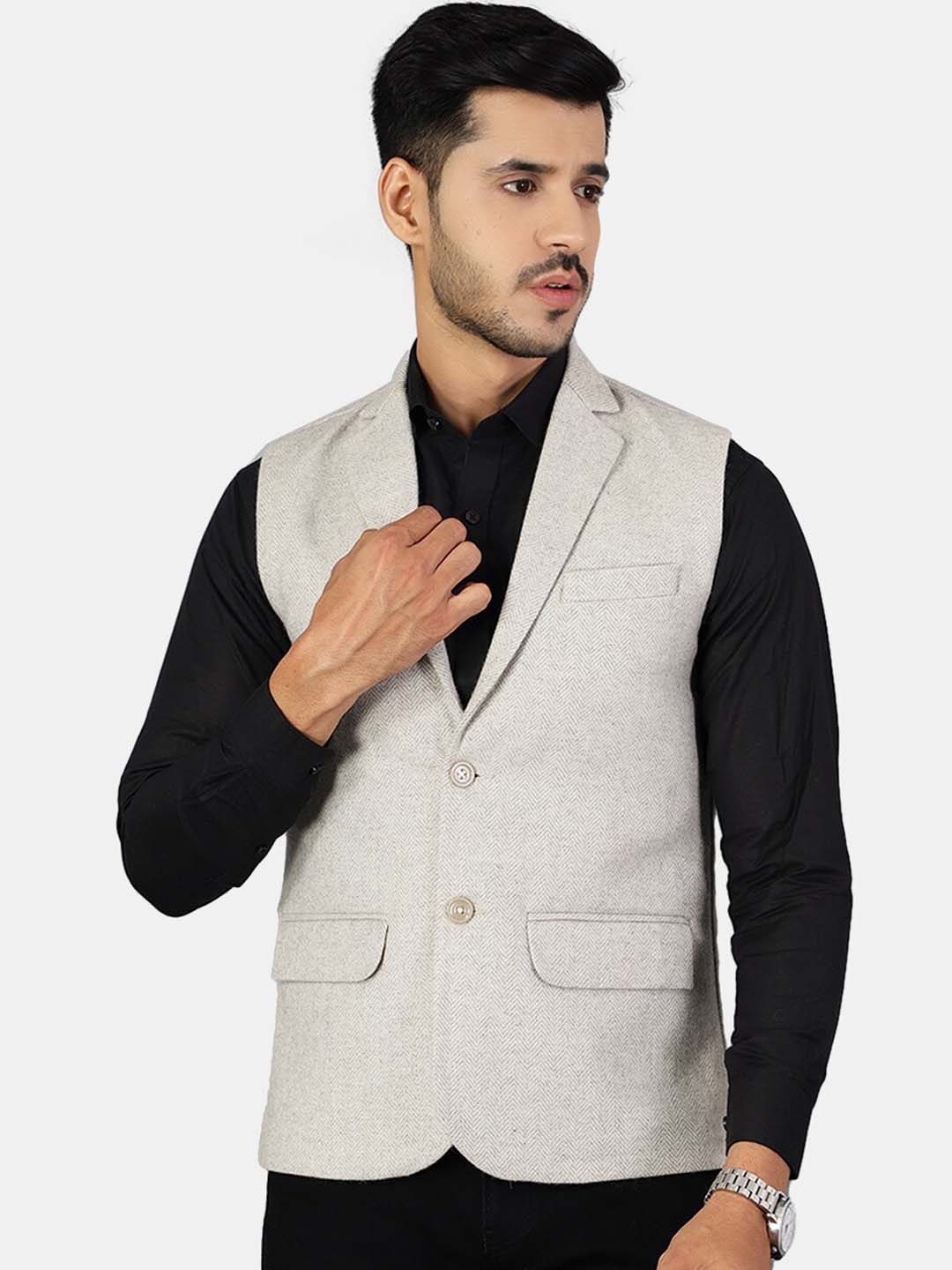 

Wintage Men Grey Nehru Jackets