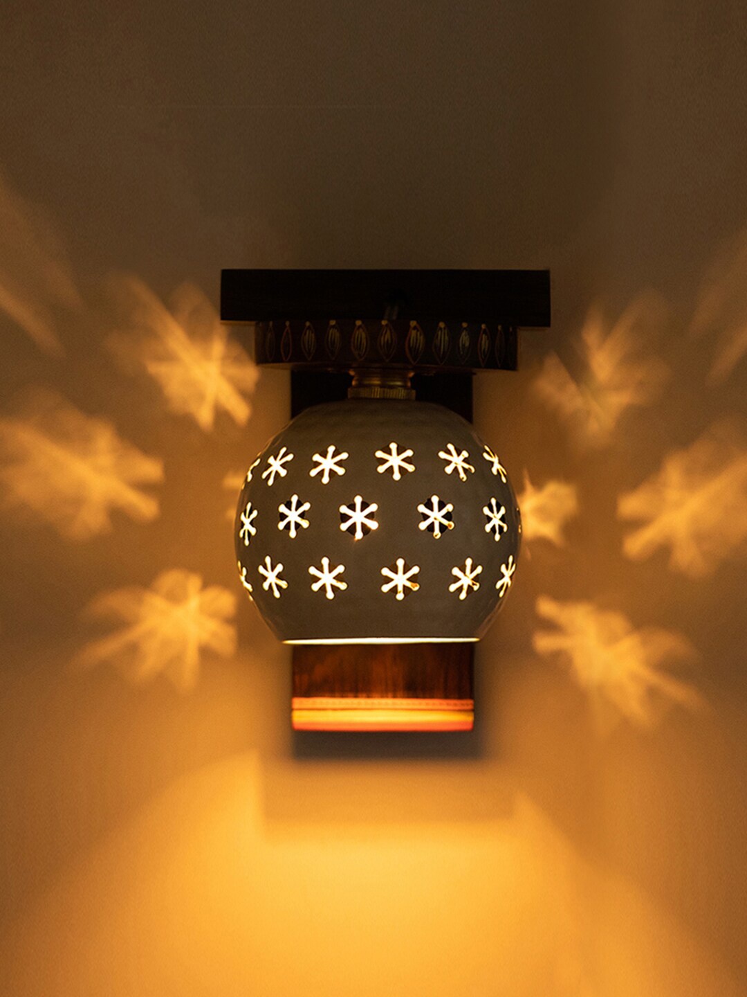 

ExclusiveLane White Dome Shaped Hand Painted Wooded Wall Lamps
