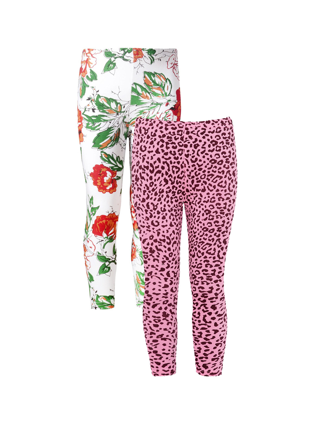 

Naughty Ninos Girls Pack of 2 Pink & White Printed Ankle-Length Leggings