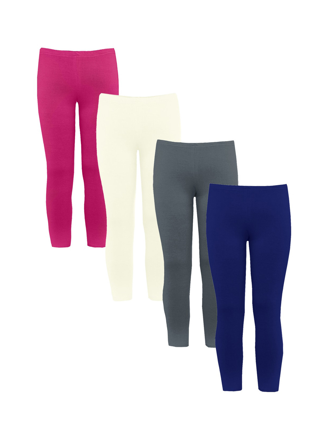 

Naughty Ninos Girls Pack of 4 Grey & White Solid Ankle-Length Leggings