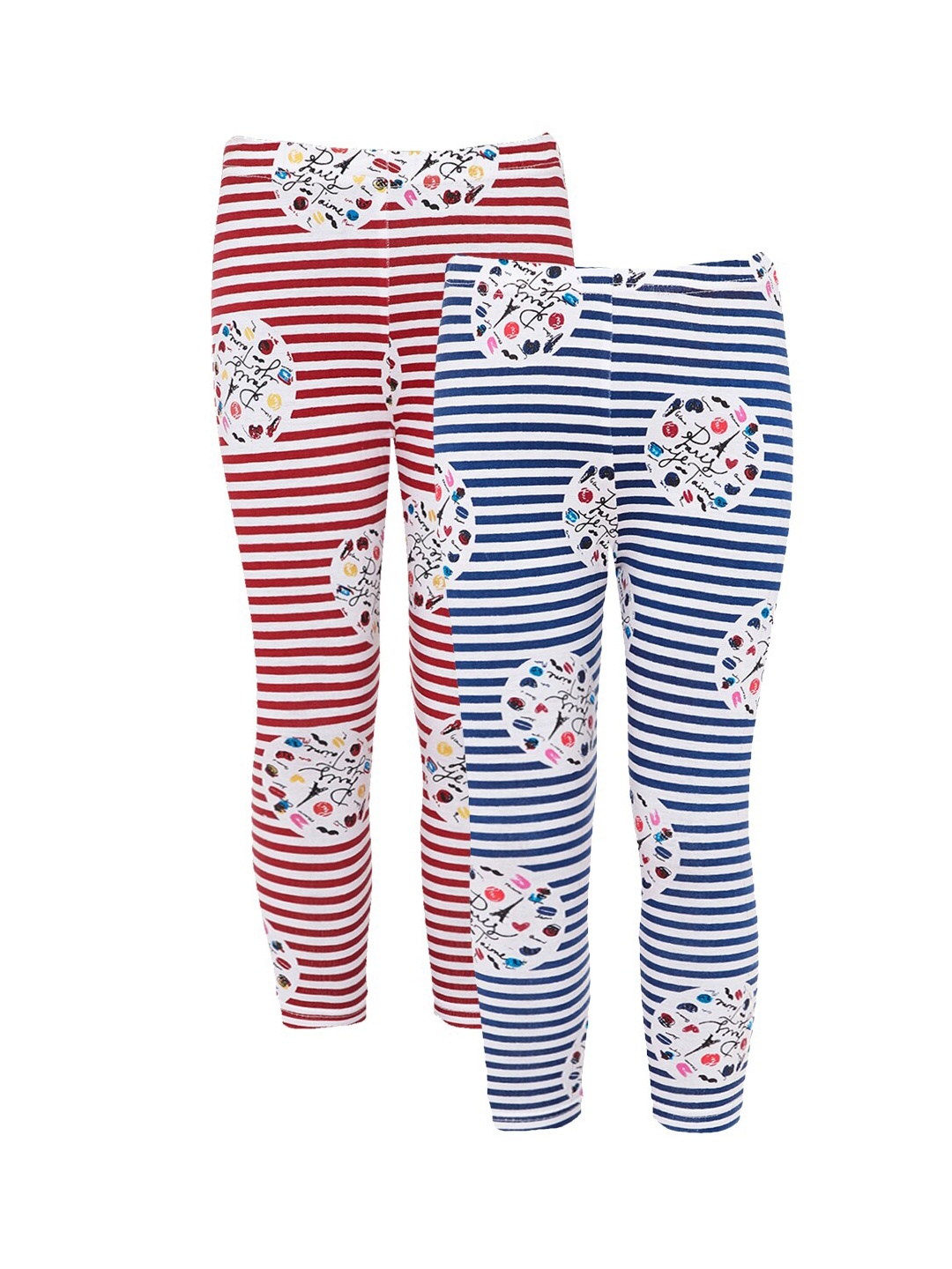 

Naughty Ninos Girls Pack Of 2 Printed Ankle-Length Leggings, Blue