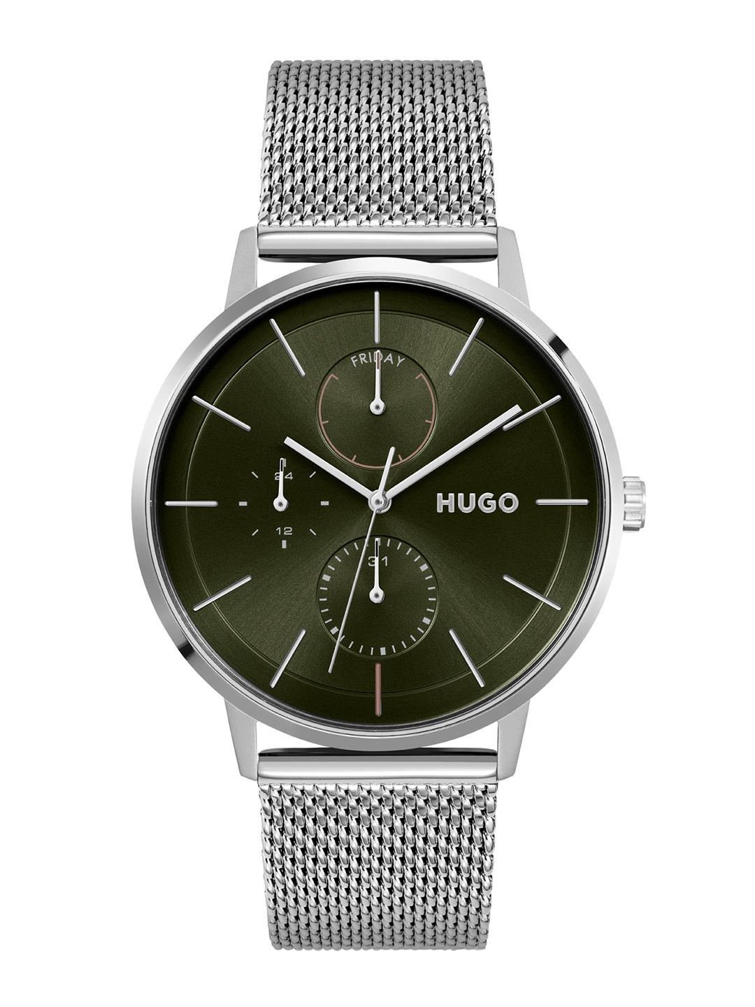 

HUGO Men Green Exist Stainless Steel Braided Straps Analogue Watch 1530238-Green