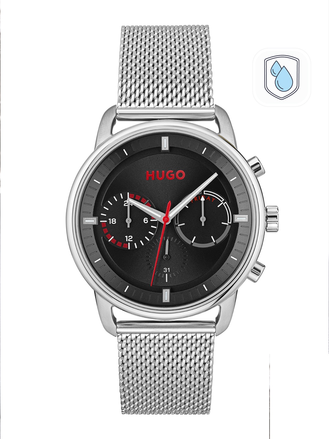 

HUGO Men Black Boss Advise Bracelet Style Analogue Multi Function Watch 1530236