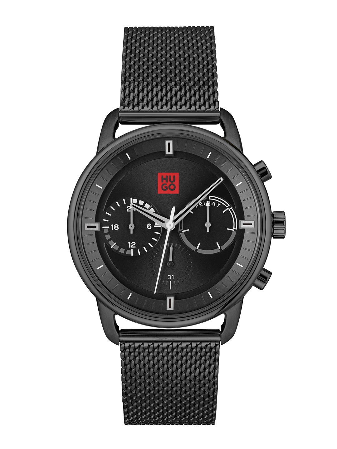 

HUGO Men Black Advise Bracelet Style Multi Function Analogue Watch 1530260