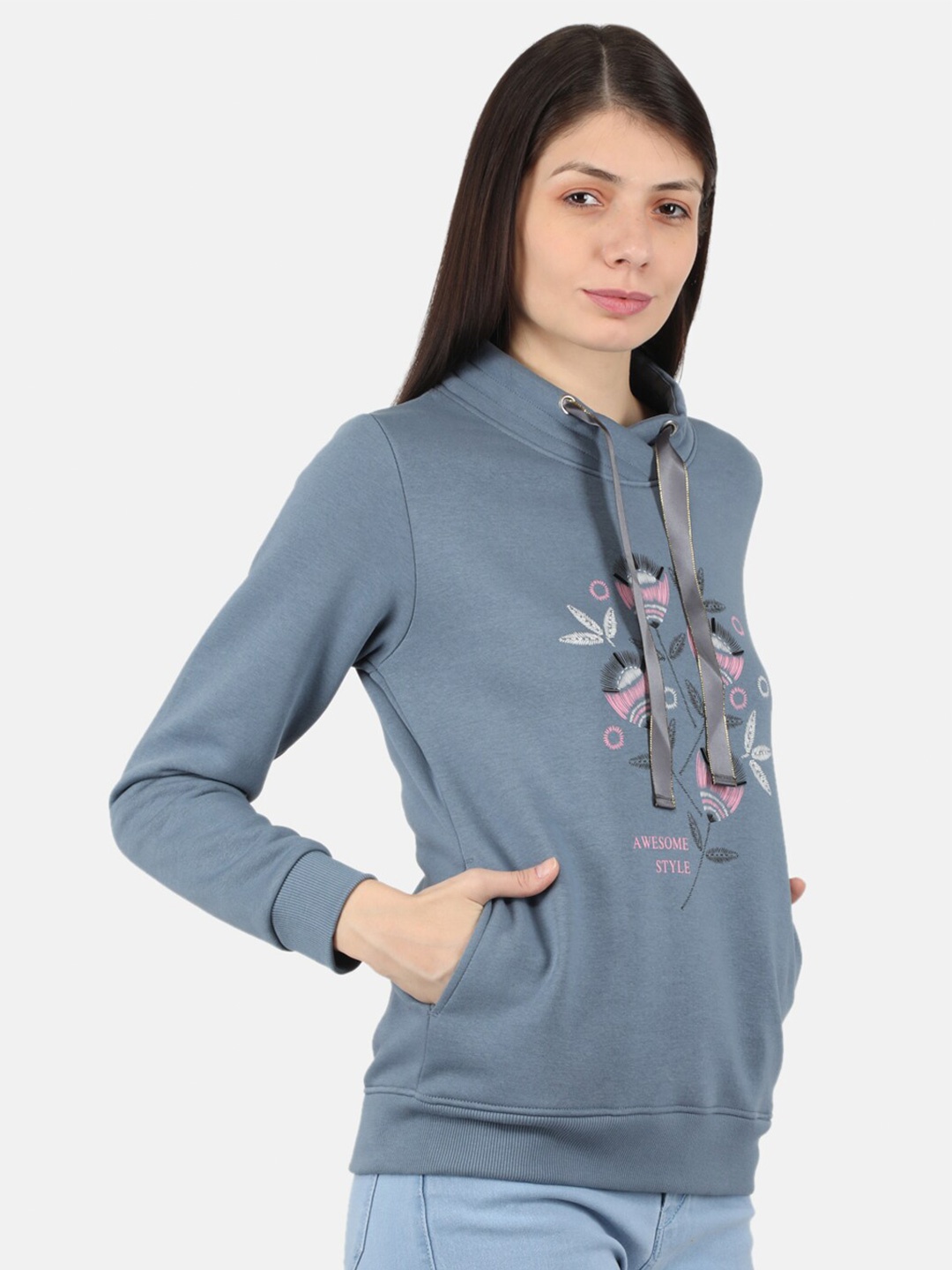 

Monte Carlo Women Blue Printed Sweatshirt