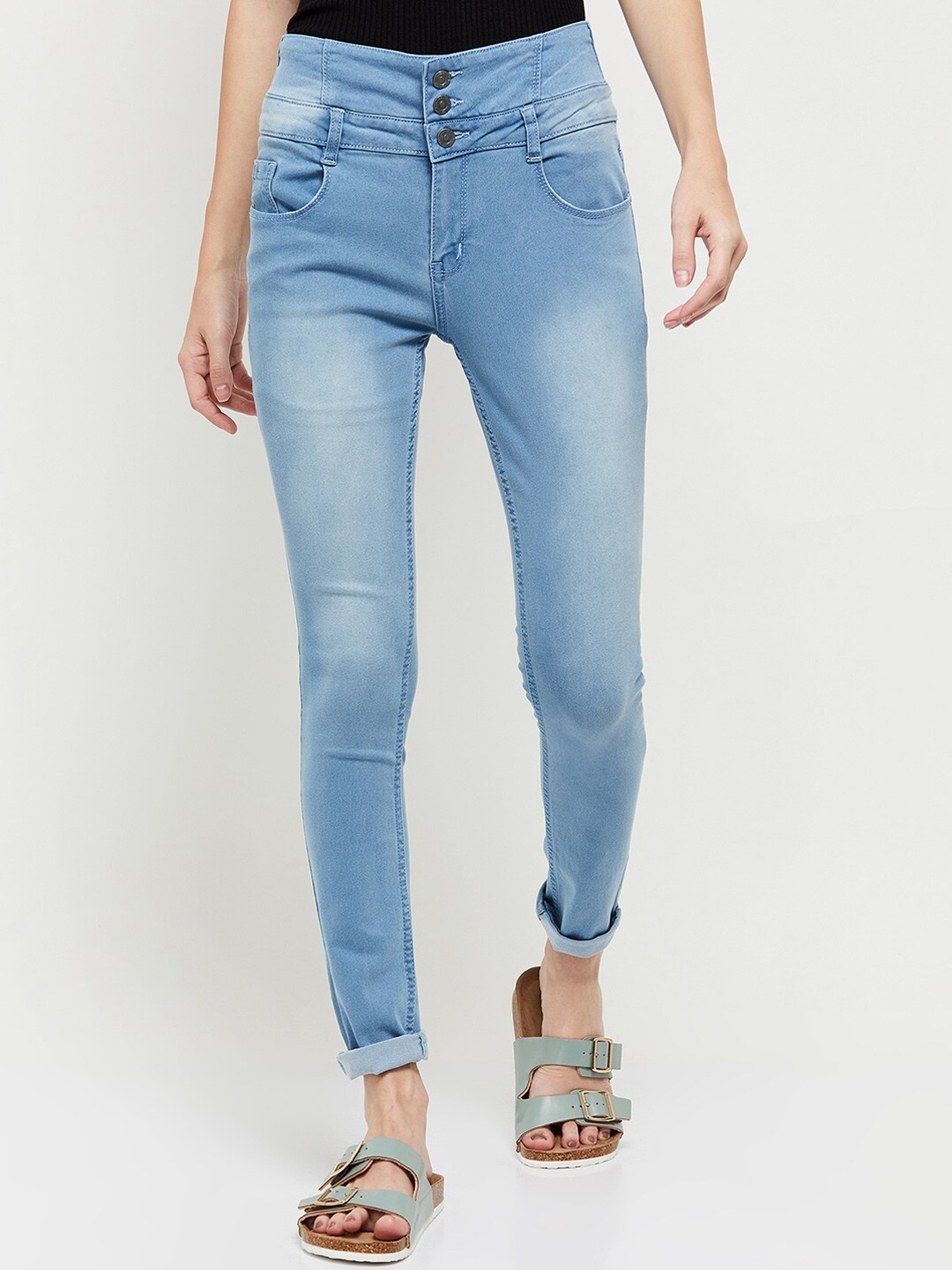 

max Women Blue Heavy Fade Jeans