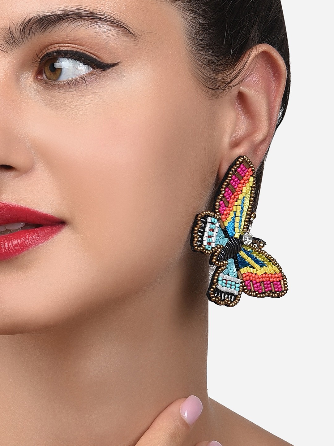 

Zaveri Pearls Multicoloured Contemporary Ear Cuff Earrings, Multi